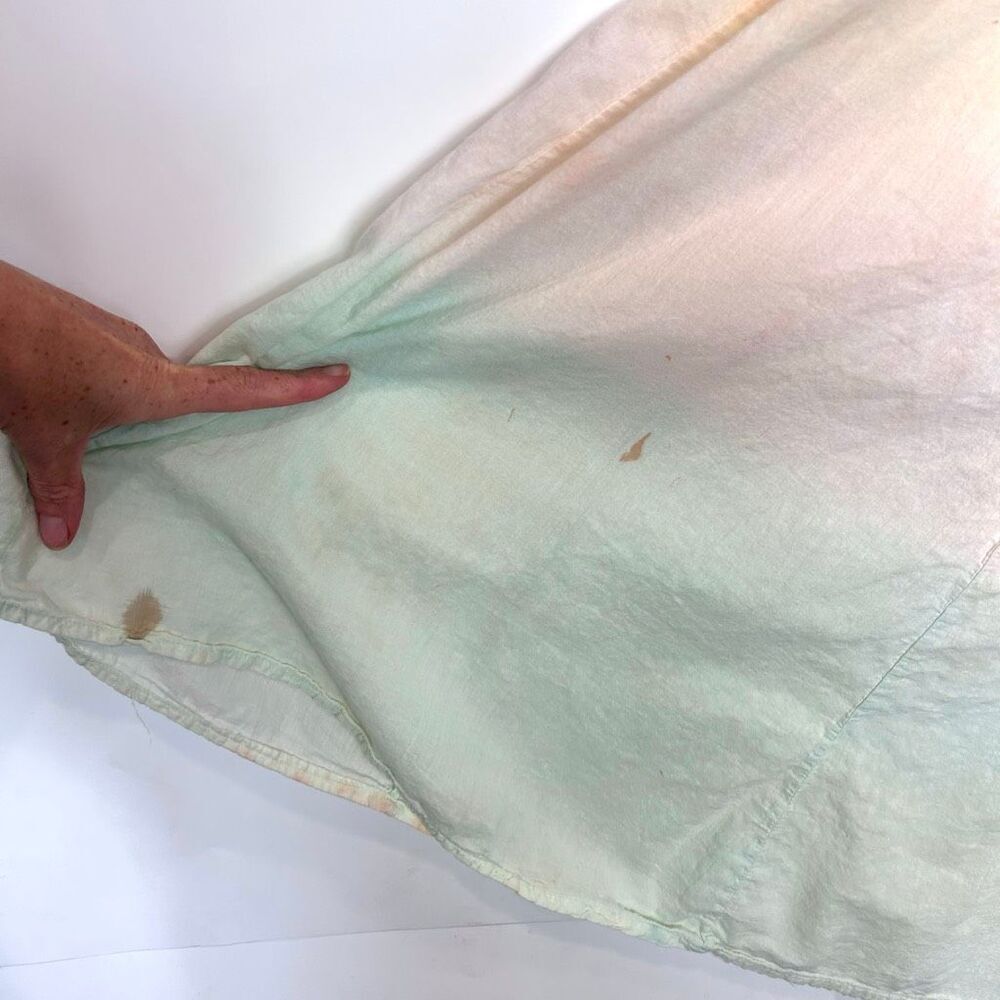The Pyramid Collection Dress Vintage Small Peach Green Cotton Tie Dye Ombre Midi - Picture 14 of 16
